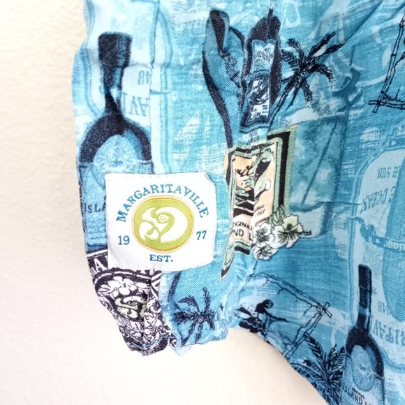 Margaritaville Hawaiian Button Down Shirt Size XXL Men's Blue Rayon - Picture 6 of 7